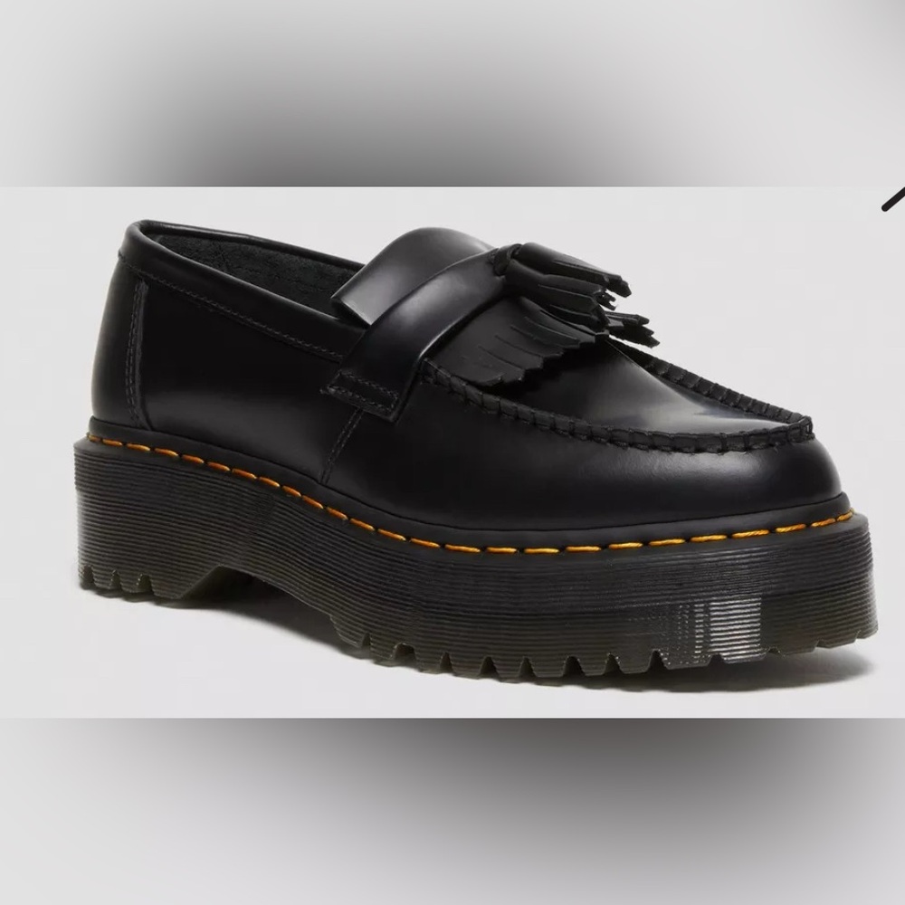 Dr. Martens Black Leather Platform Kiltie Tassel Loafers